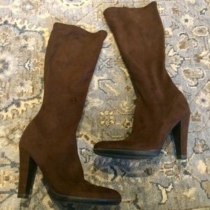 Brown Suede Heeled Nina Boots